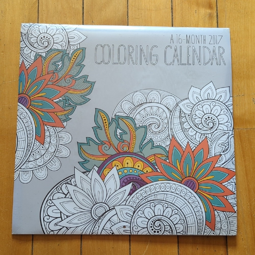 Coloring Calendar with Floral Design 2017